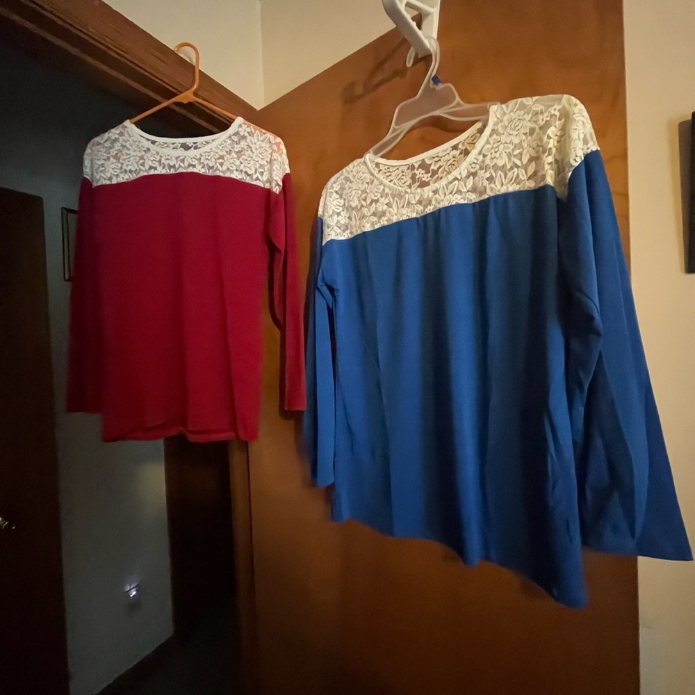 2 ladies top with lace at the top